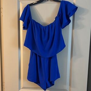 Elegant Blue Off-Shoulder Romper